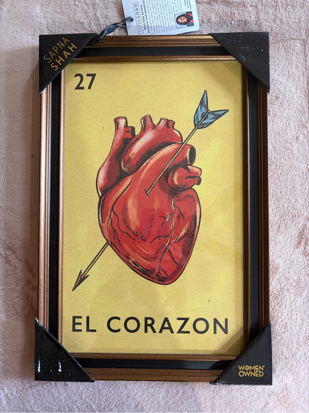 NWT Sapna Shah "27 - El Corazon" Loteria Card Wall Art Print 12” x 18”